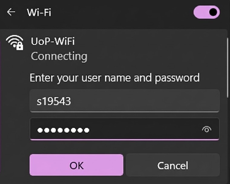 Windows Wi-Fi connection screen